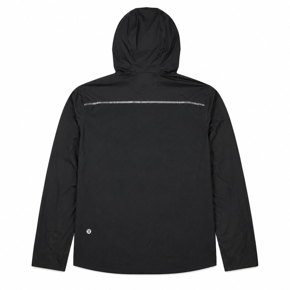Lululemon Pack-It Jacket Mesh Mens L Black Hooded Running Windbreaker Reflective - Picture 2 of 14